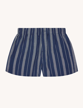 The Boxer: Cotton Voile, Navy and White Stripe