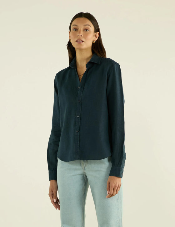 The Classic: Linen, Navy Blue