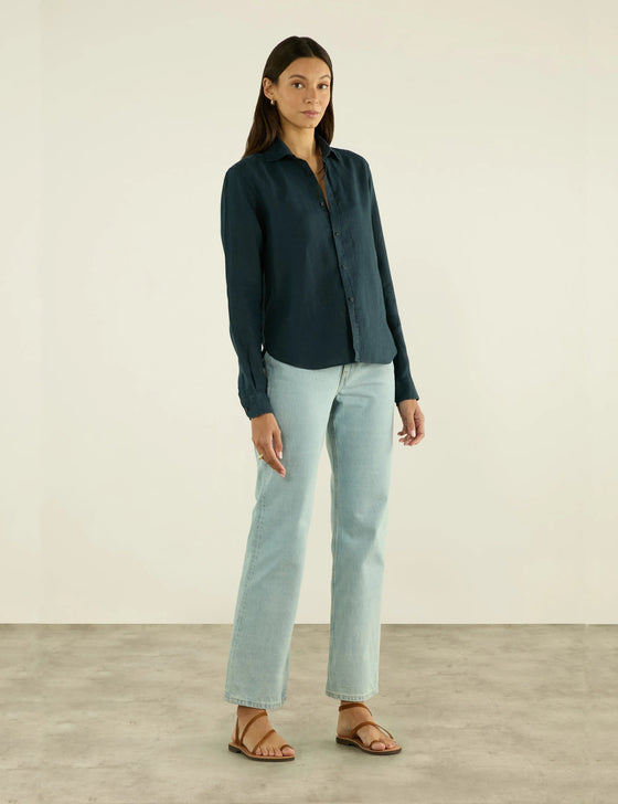 The Classic: Linen, Navy Blue