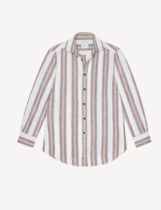 The Boyfriend: Linen, Mocha and Black Multi Stripe