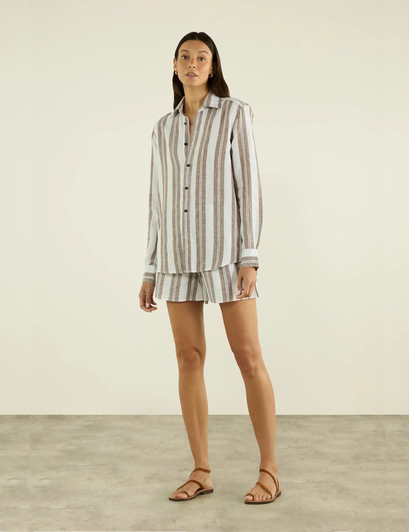 The Boyfriend: Linen, Mocha and Black Multi Stripe