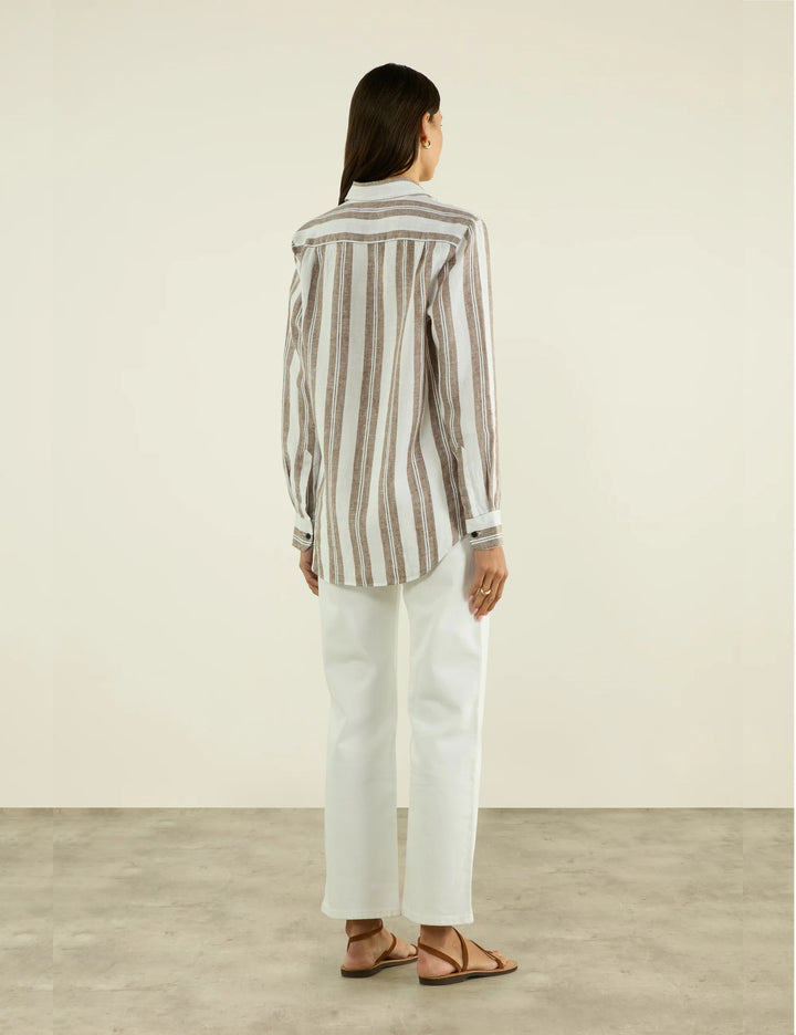 The Boyfriend: Linen, Mocha and Black Multi Stripe