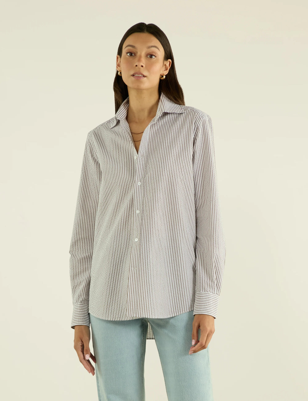 The Boyfriend: Seersucker, Mocha Stripe