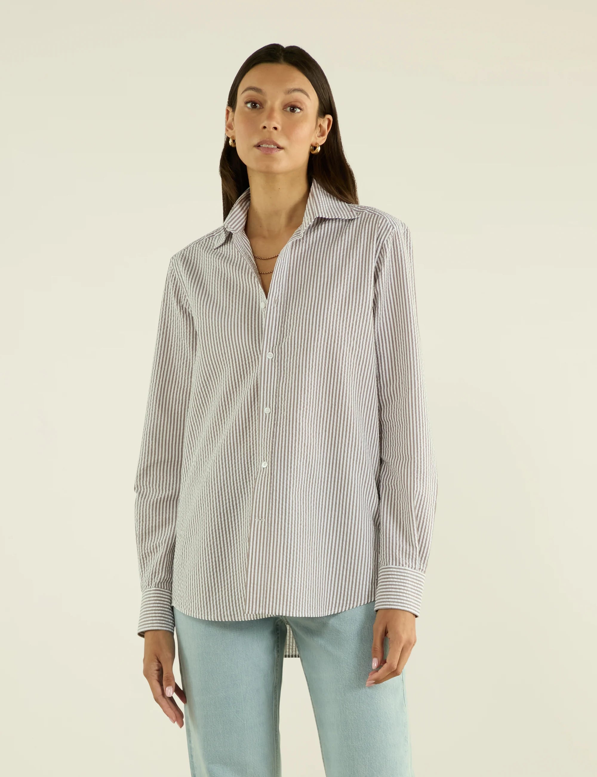 The Boyfriend: Seersucker, Mocha Stripe