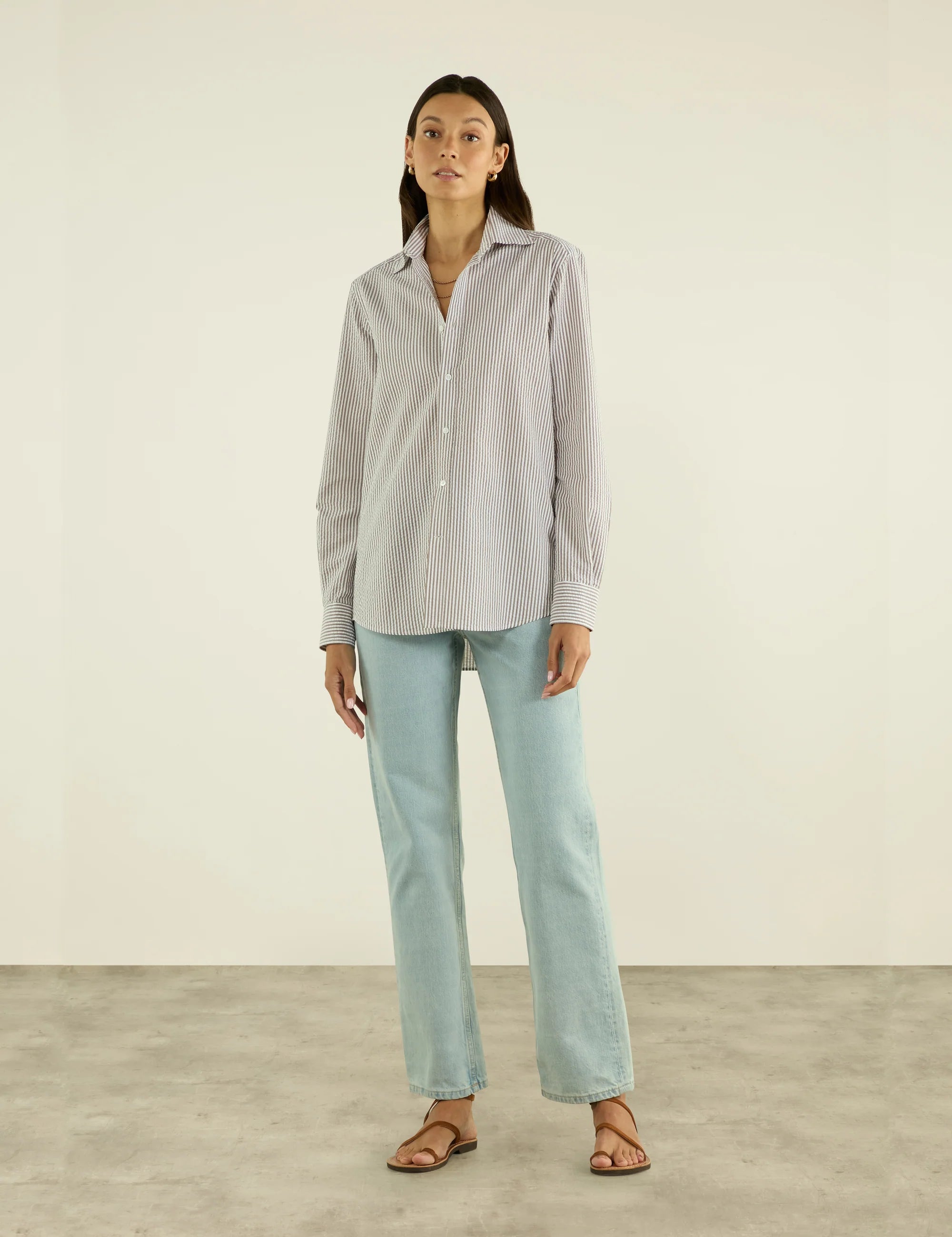 The Boyfriend: Seersucker, Mocha Stripe