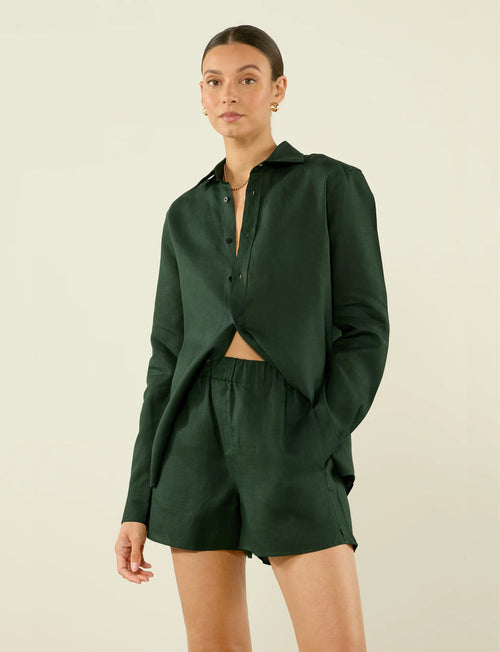 The Boxer: Linen, Hunter Green