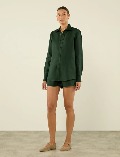 The Boxer: Linen, Hunter Green