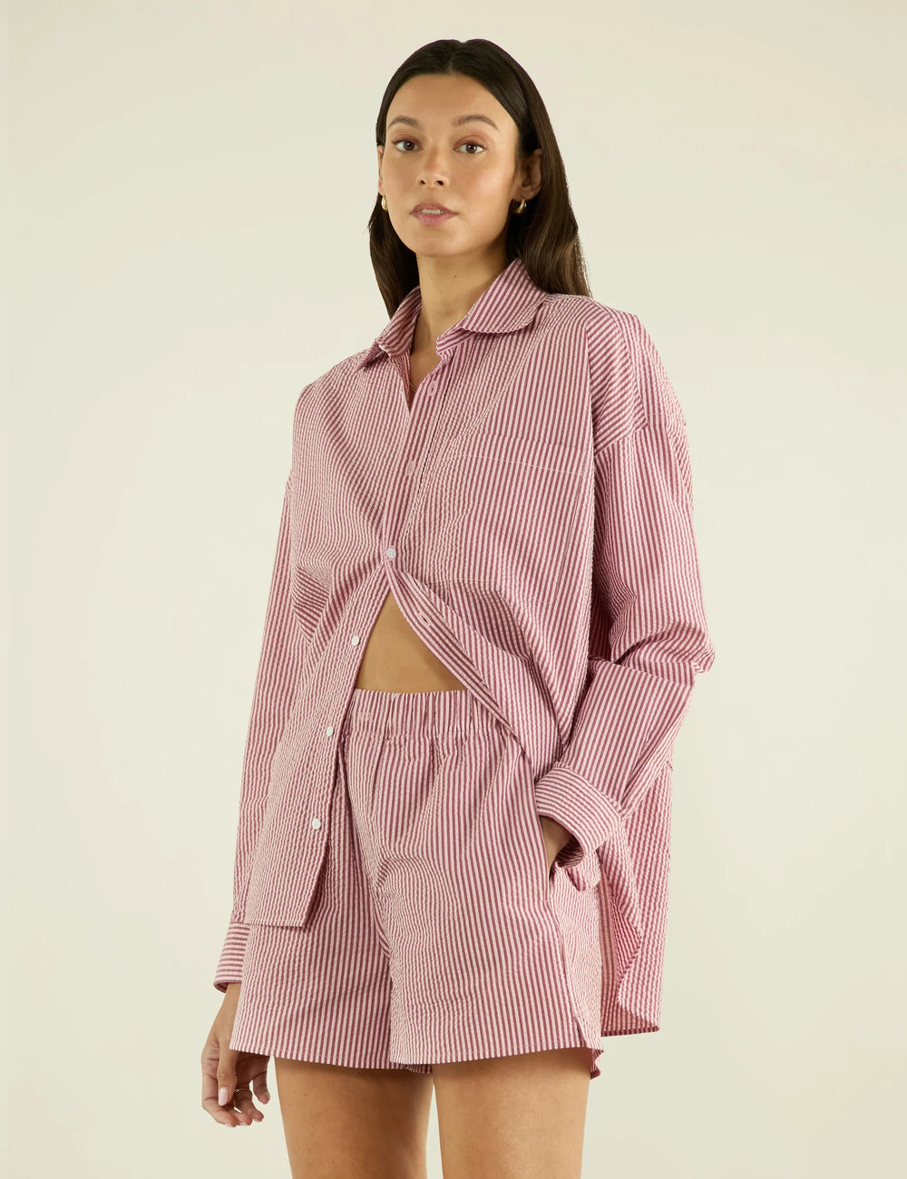 The Boxer: Seersucker, Pink and Berry Stripe