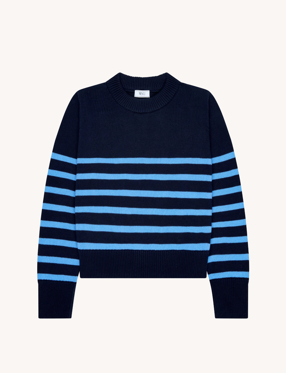 Devon Jumper: Cotton, Navy and Cornflower Blue Stripe