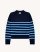 Devon Jumper: Cotton, Navy and Cornflower Blue Stripe