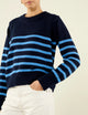 Devon Jumper: Cotton, Navy and Cornflower Blue Stripe