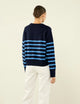 Devon Jumper: Cotton, Navy and Cornflower Blue Stripe