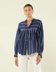 Daphne: Cotton Voile, Navy and White Stripe