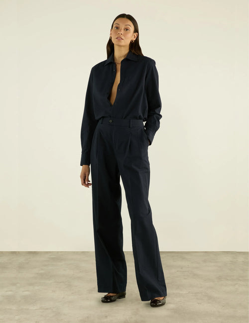 Rampling Trouser: Seersucker, Navy