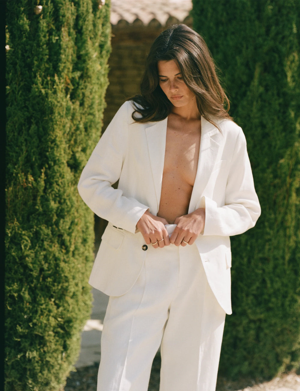 Hutton Blazer: Linen, Ivory