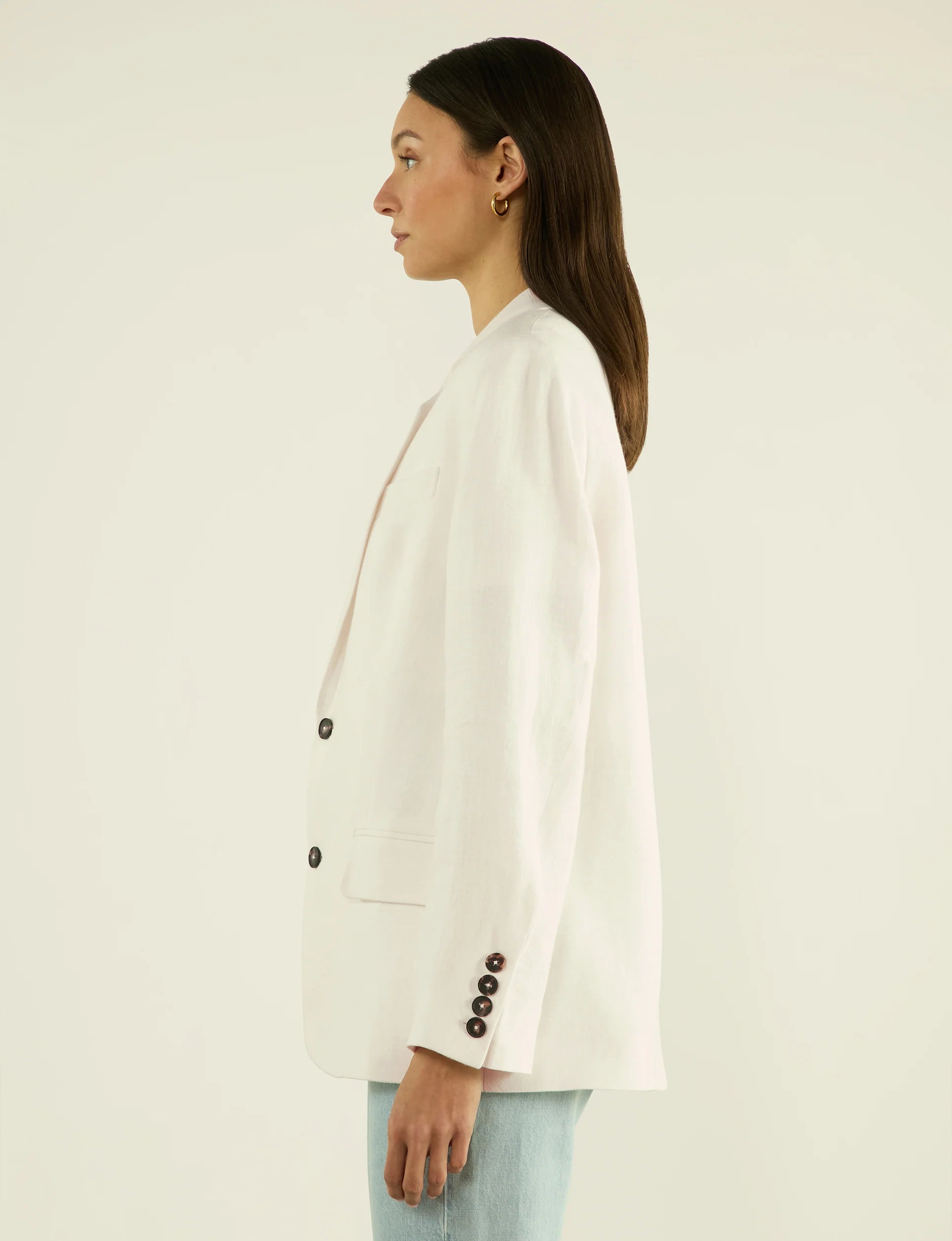 Hutton Blazer: Linen, Ivory