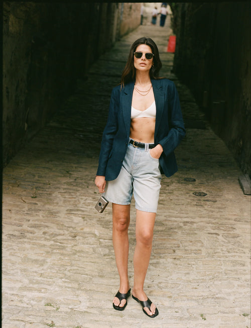 Hutton Blazer: Linen, Navy