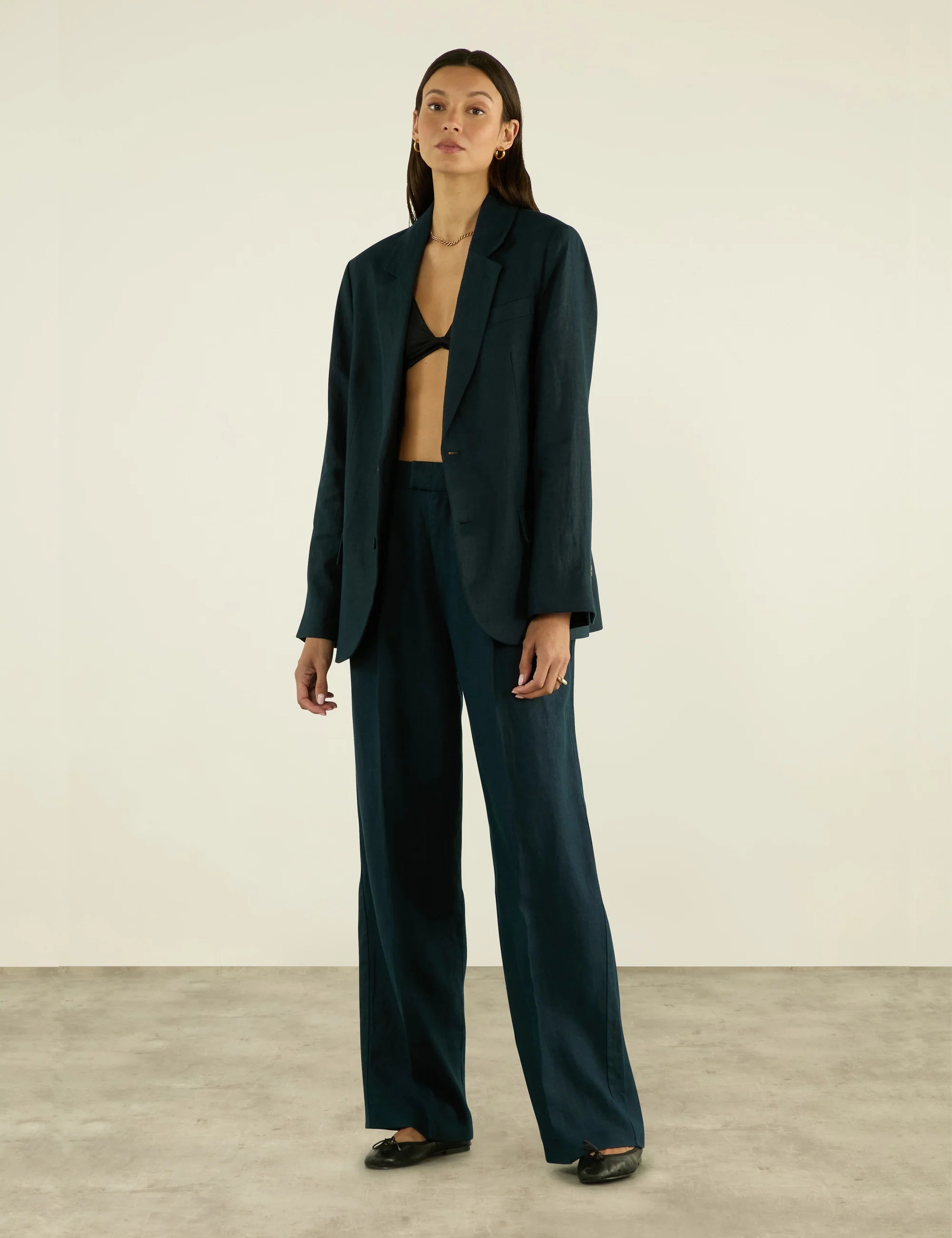 Hutton Blazer: Linen, Navy Blue