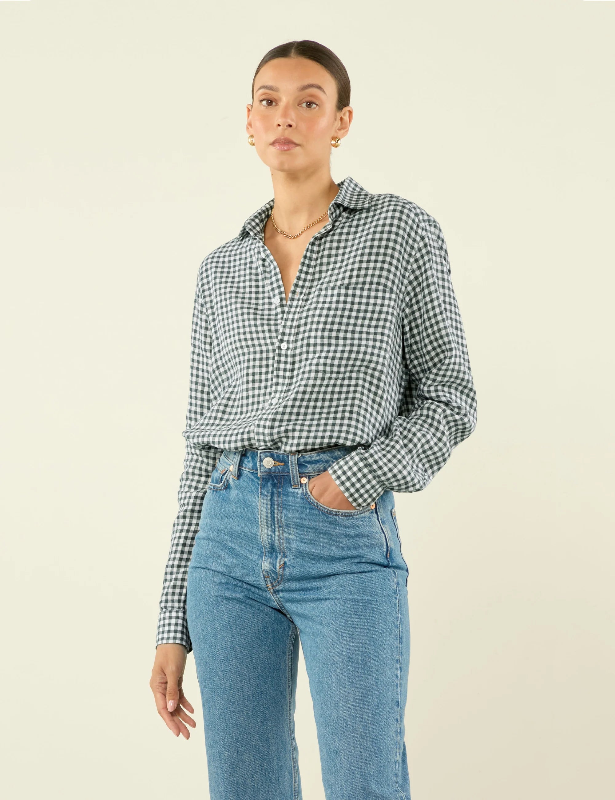 The Classic: Linen, Green Gingham