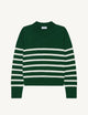 Devon Jumper: Cotton, Green and White Stripe