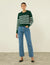 Devon Jumper: Cotton, Green and White Stripe