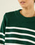 Devon Jumper: Cotton, Green and White Stripe