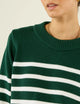 Devon Jumper: Cotton, Green and White Stripe
