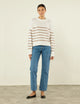 Devon Jumper: Cotton, Latte Stripe