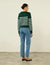 Devon Jumper: Cotton, Green and White Stripe