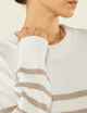 Devon Jumper: Cotton, Latte Stripe