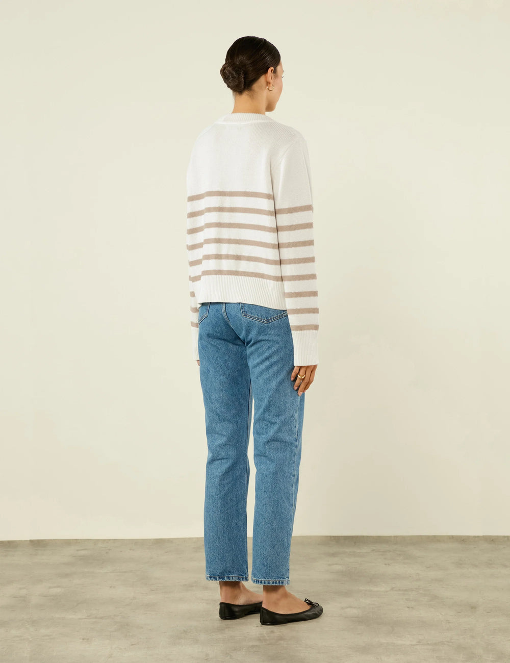 Devon Jumper: Cotton, Latte Stripe