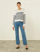 Devon Jumper: Cotton, Navy Stripe