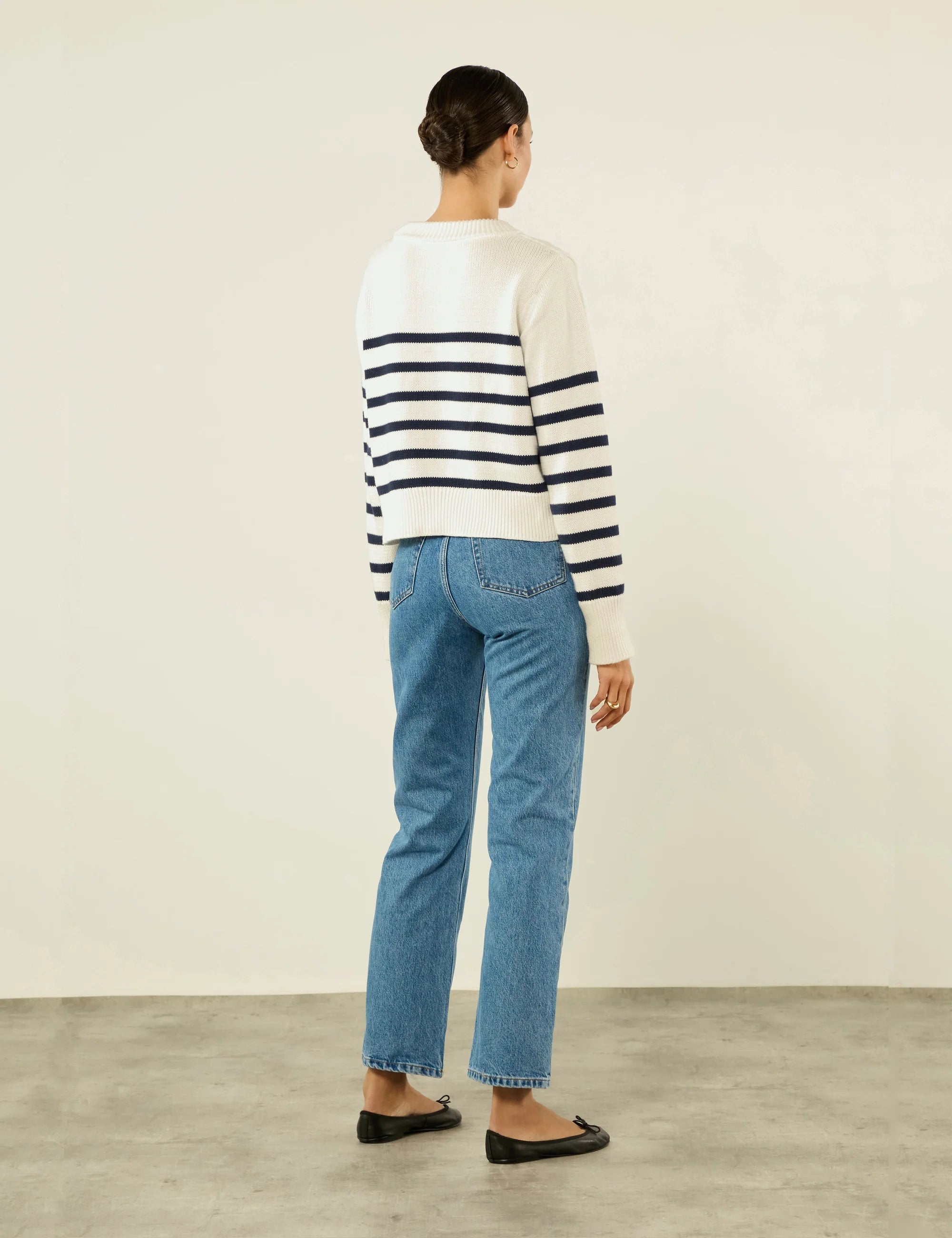 Devon Jumper: Cotton, Navy Stripe