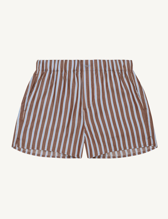 The Boxer: TENCEL™ Lyocell, Mocha Multi Stripe