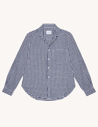 The Set: Linen Navy Blue Gingham Shirt & Boxer