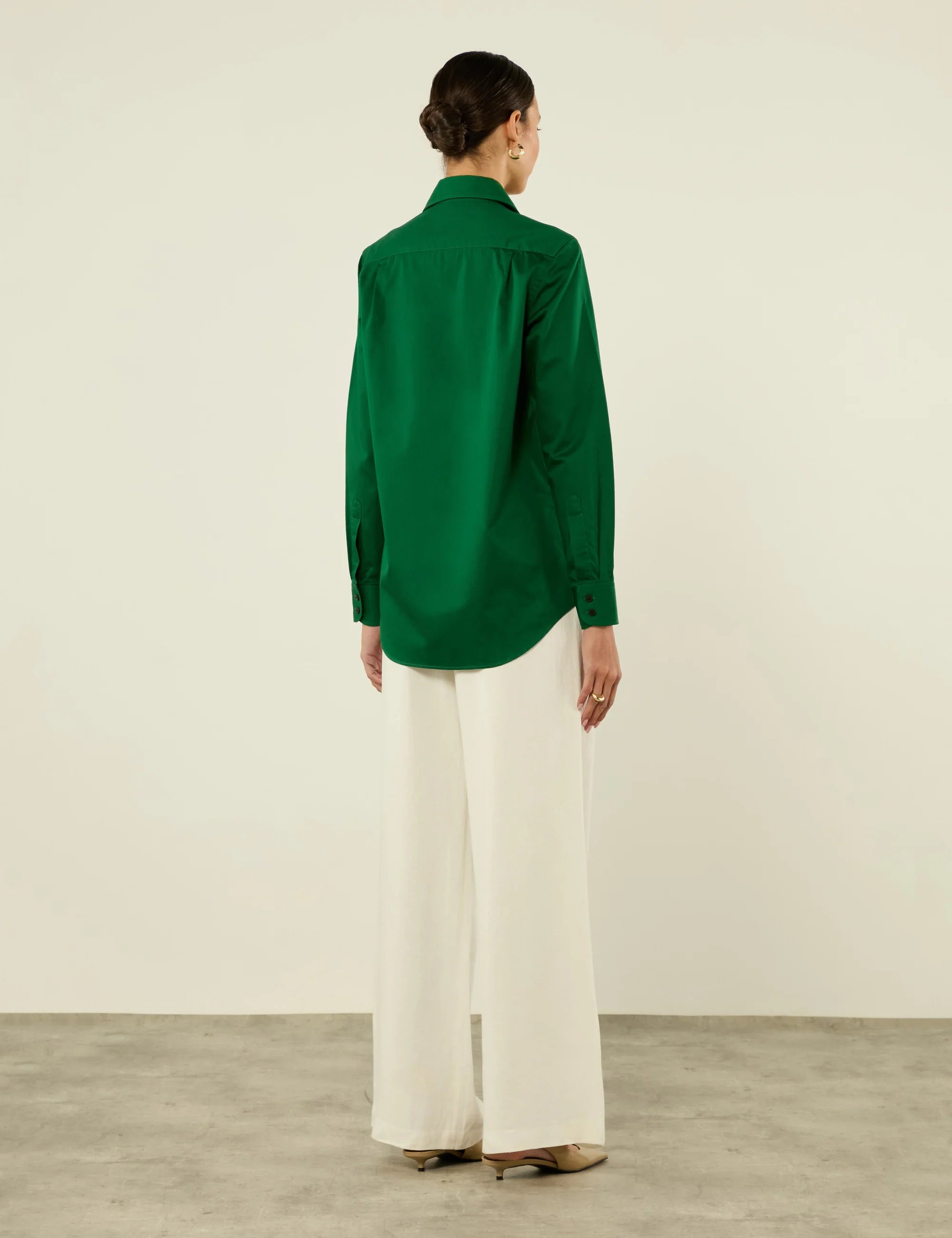 The Boyfriend: Fine Poplin, Emerald Green