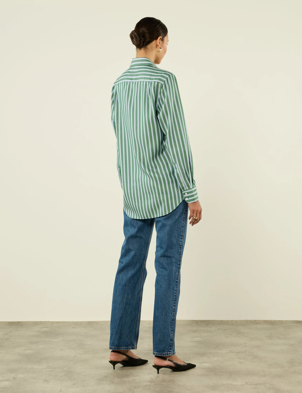 The Boyfriend: TENCEL™ Lyocell, Green Multi Stripe