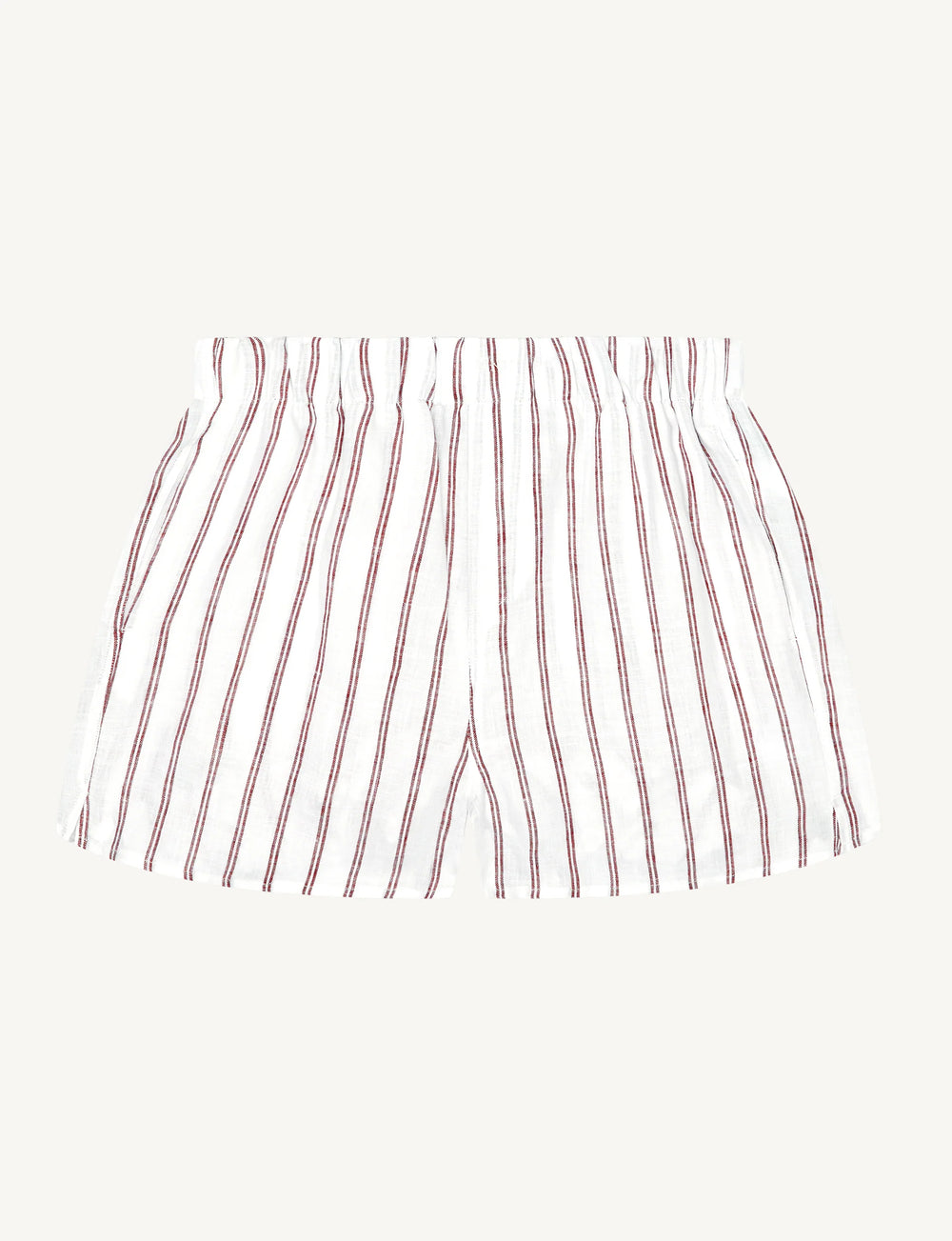 The Boxer: Linen, Burgundy Double Stripe