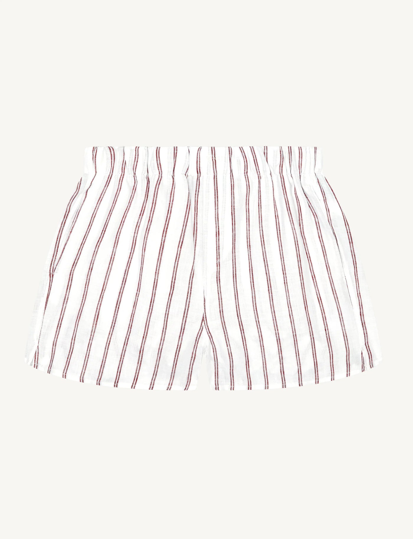 The Boxer: Linen, Burgundy Double Stripe