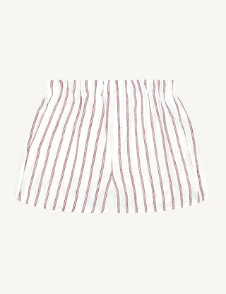 The Boxer: Linen, Burgundy Double Stripe