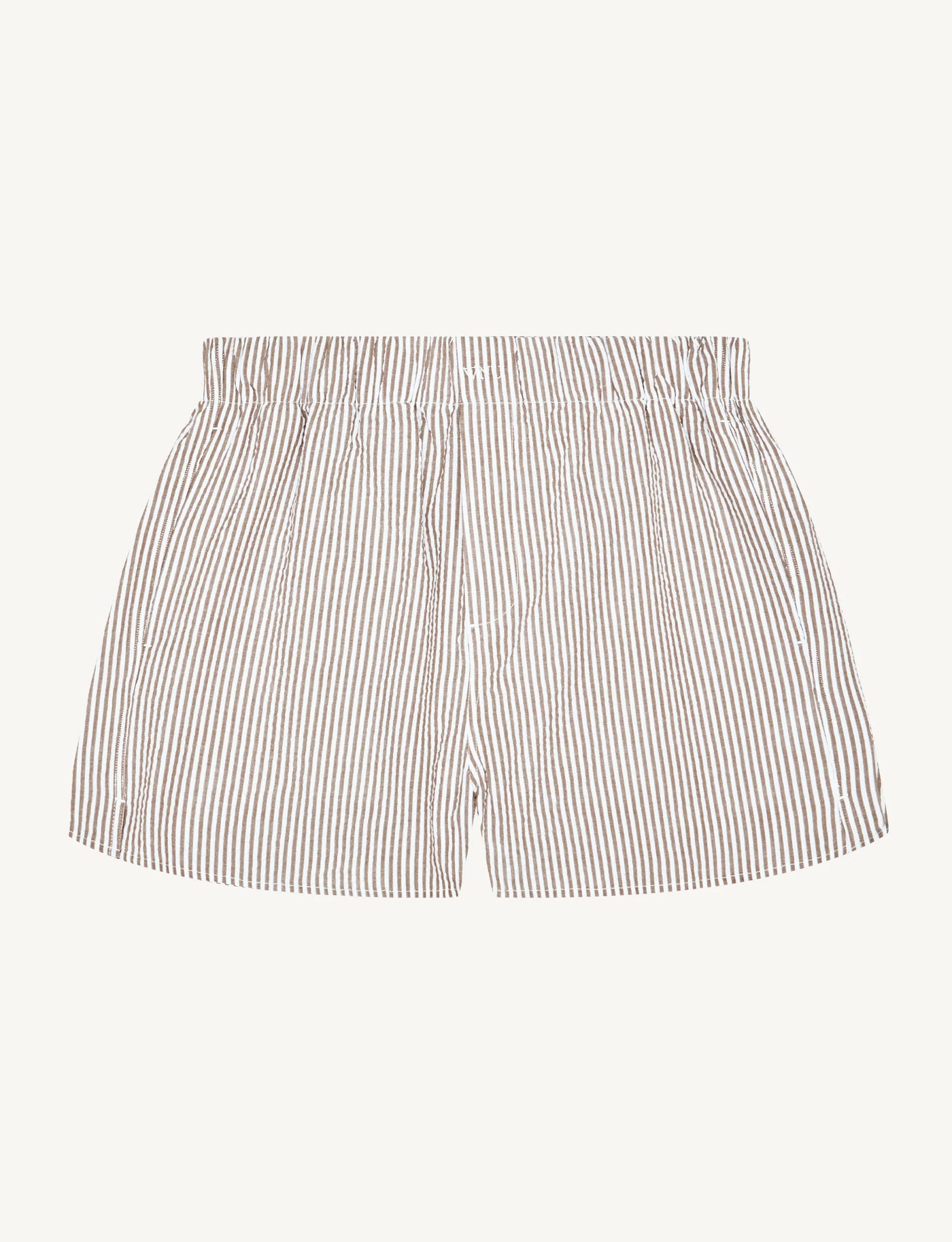 The Set: Seersucker Mocha Stripe Shirt & Boxer Shorts