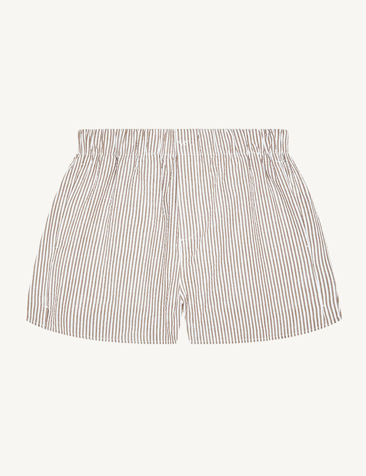 The Set: Seersucker, Mocha Stripe Shirt & Boxer Shorts
