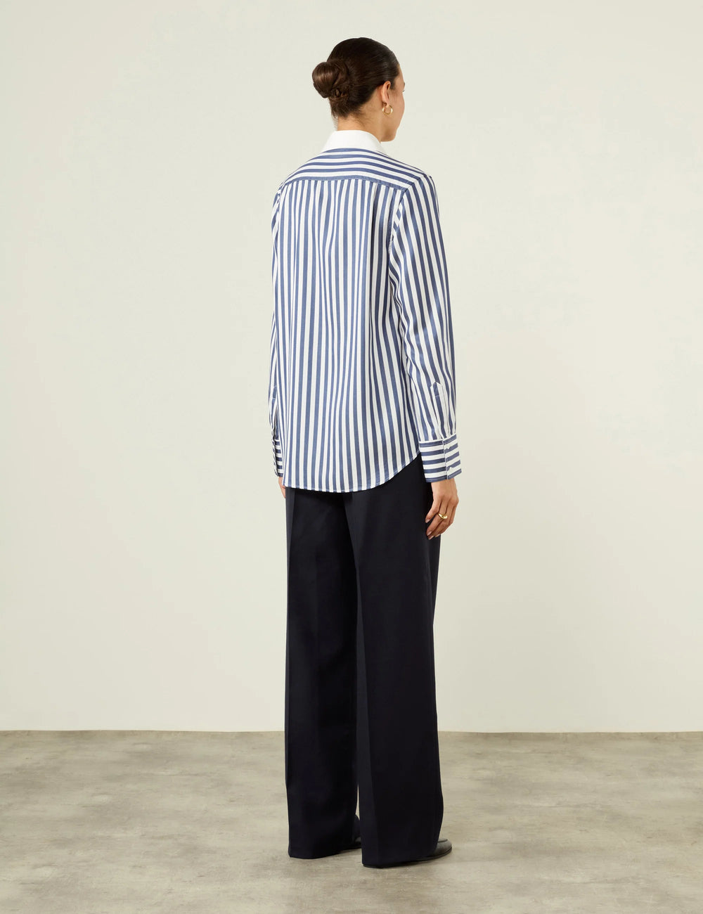 The Dress Shirt: TENCEL™ Lyocell, Navy Blue Stripe