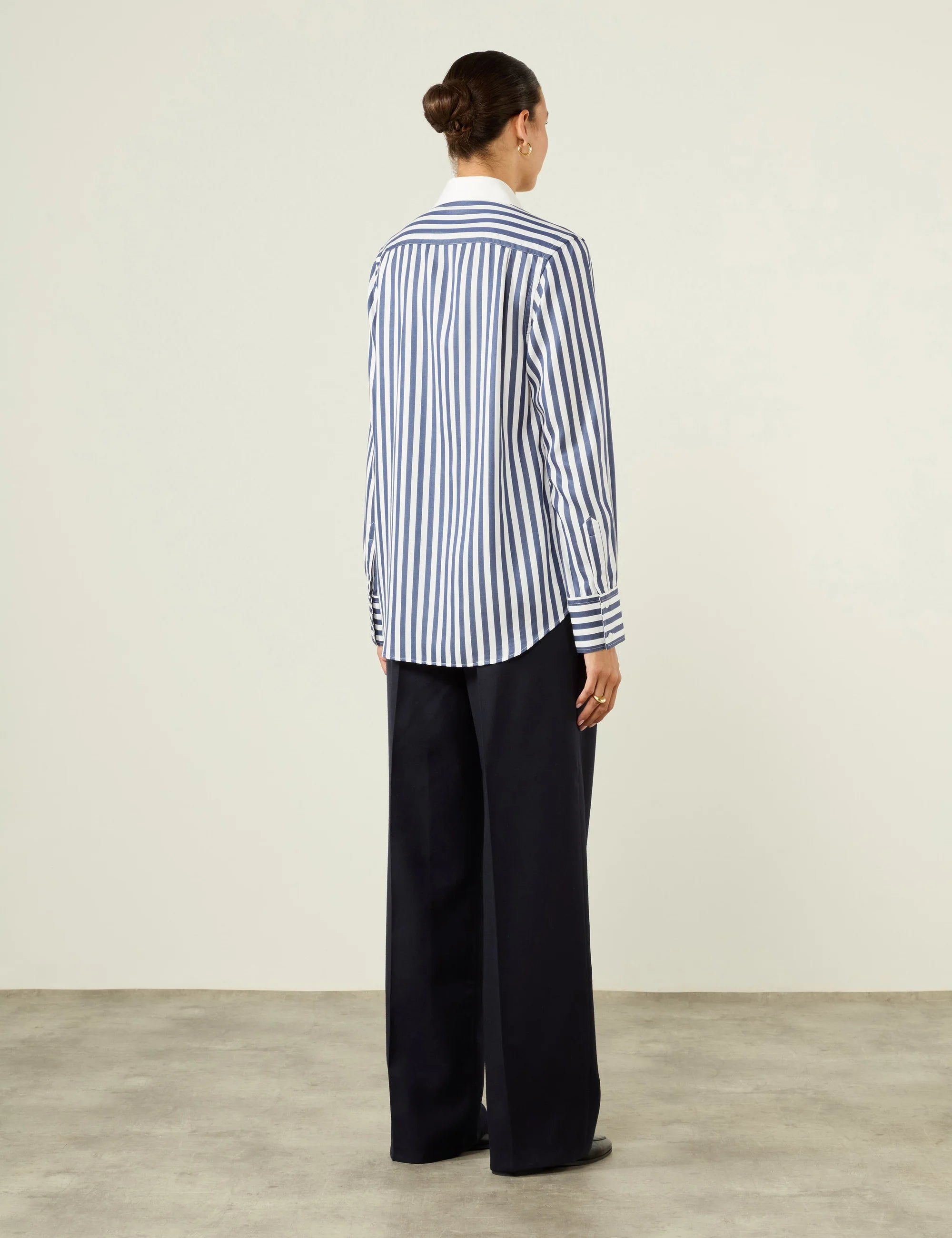 The Dress Shirt: TENCEL™ Lyocell, Navy Blue Stripe