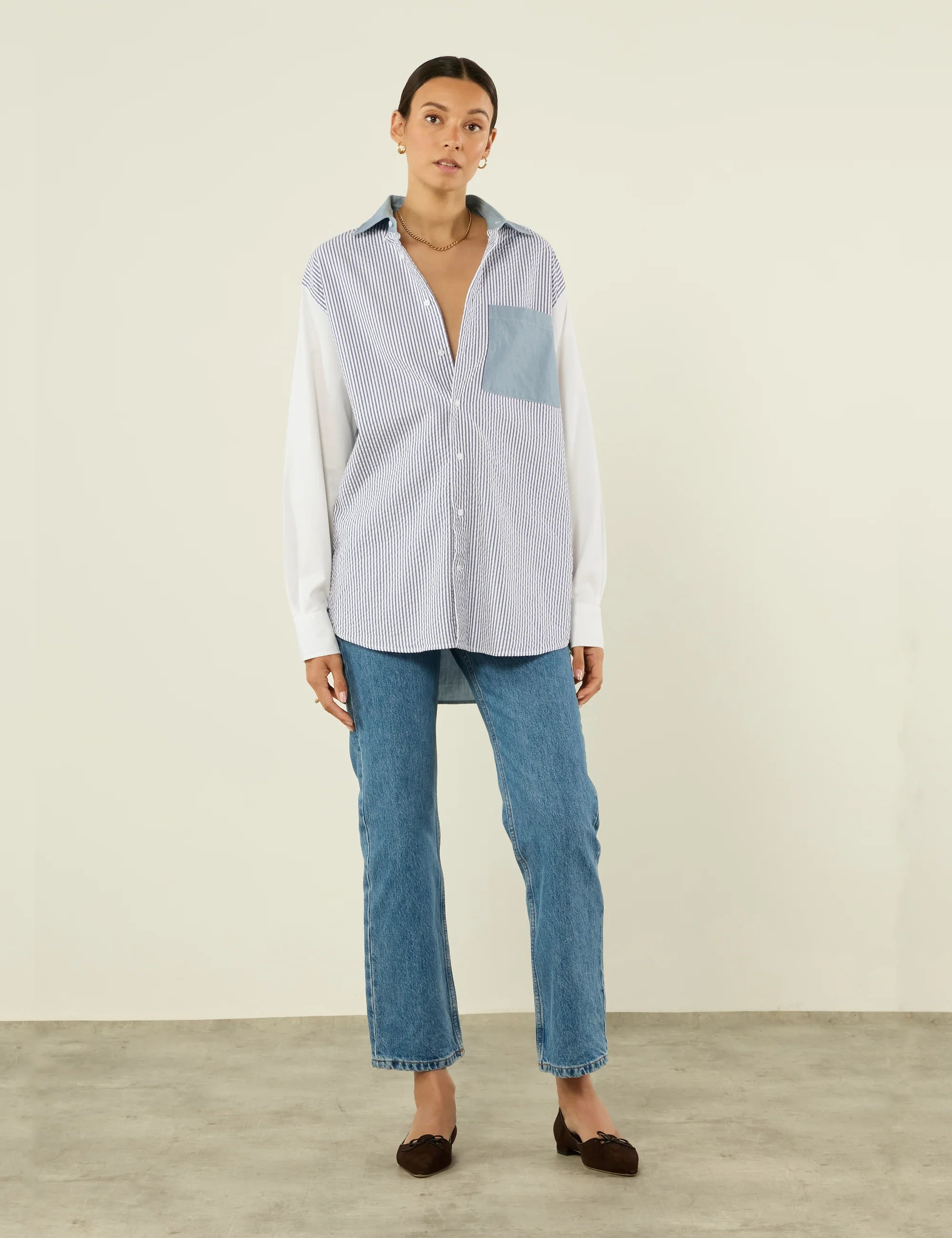 The Oversized: Chambray, Blue Patchwork