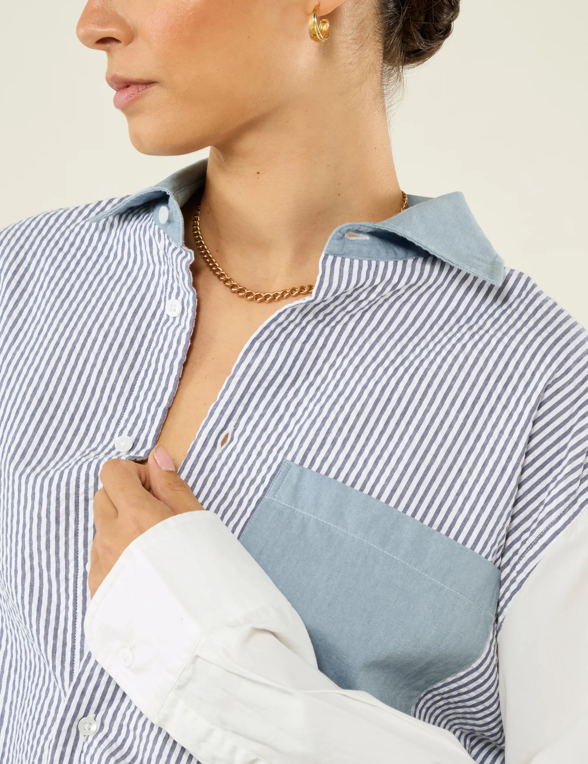 The Oversized: Chambray, Blue Patchwork