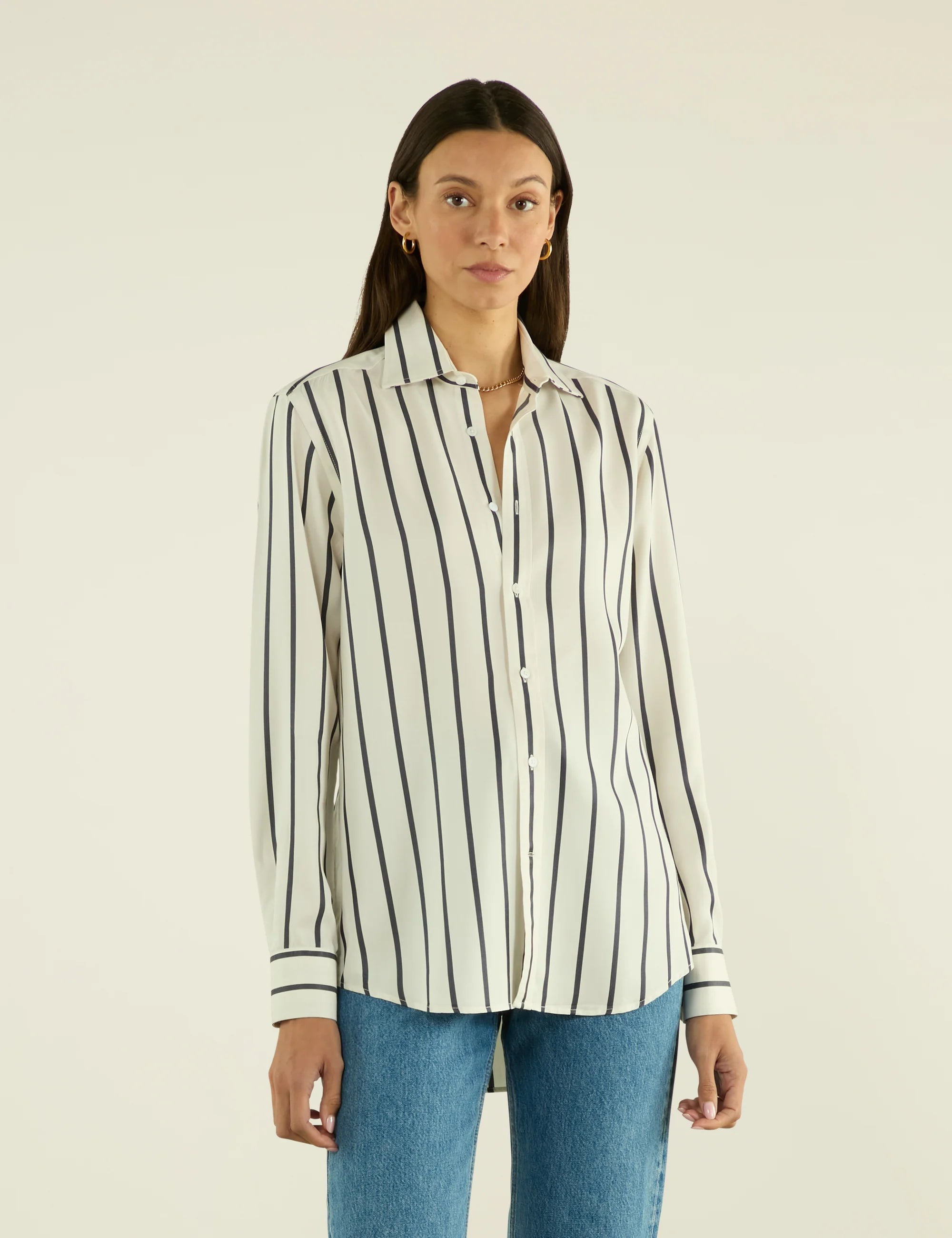The Boyfriend: TENCEL™ Lyocell, Charcoal Stripe
