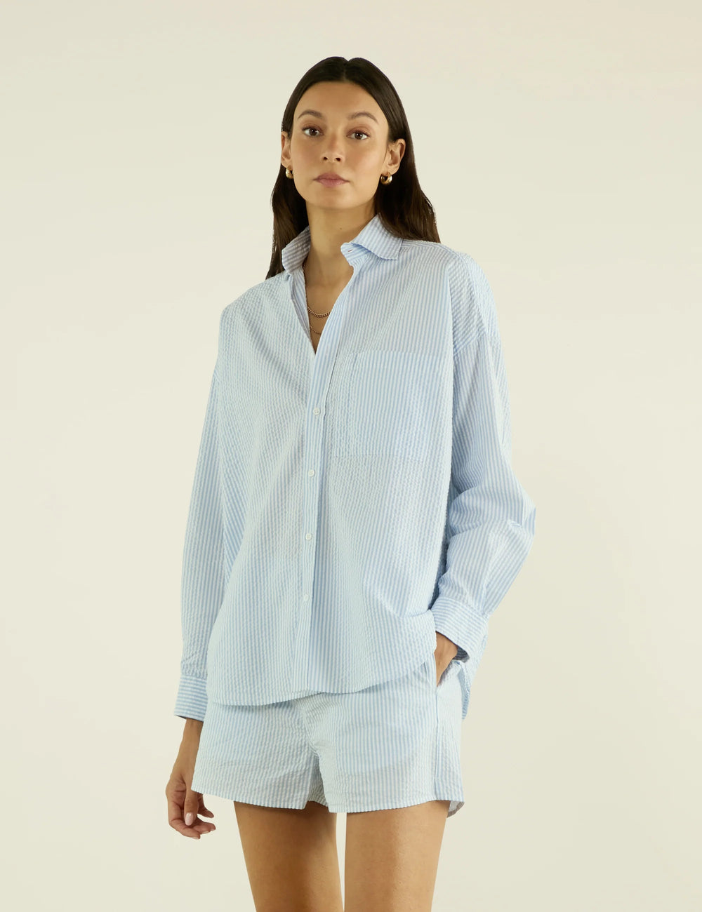 The Boxer: Seersucker, Rain Blue Stripe