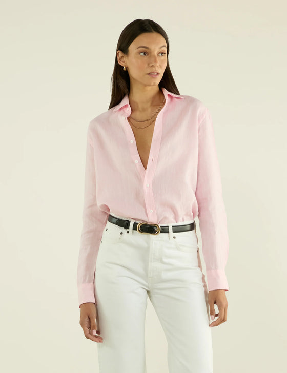 The Boyfriend: Linen, Grapefruit Pink