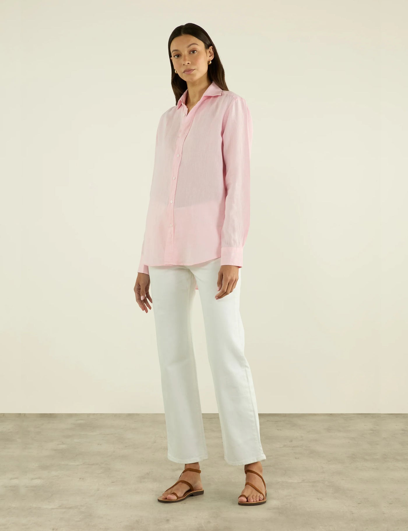 The Boyfriend: Linen, Grapefruit Pink